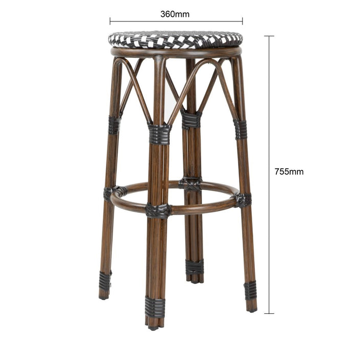 Tabourets de bar en rotin PE style parisien bois foncé noirs (lot de 2) - Bolero