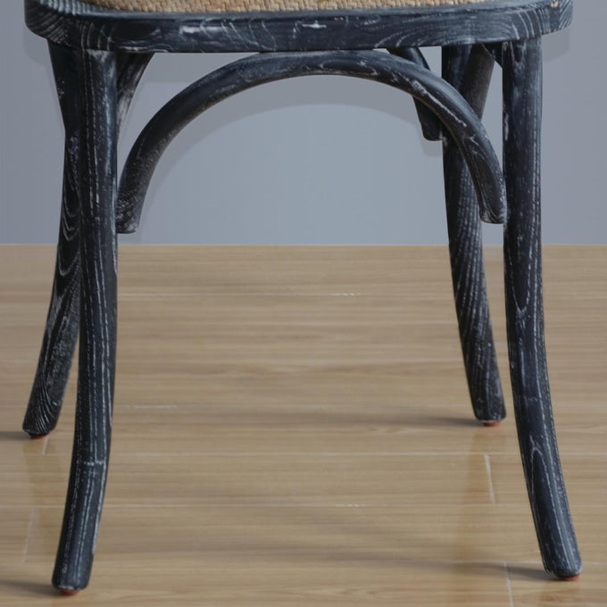 Chaises en bois patiné avec dossier croisé noires (lot de 2) - Bolero