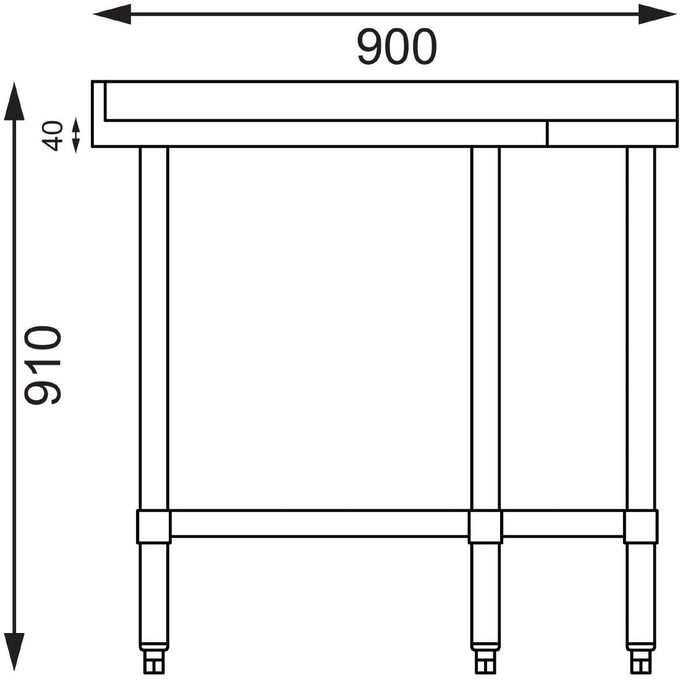 Table d'angle inox 700 mm - Vogue