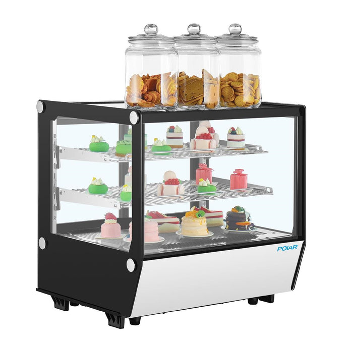 Vitrine de comptoir positive Série G carrée noire 120 L - Polar