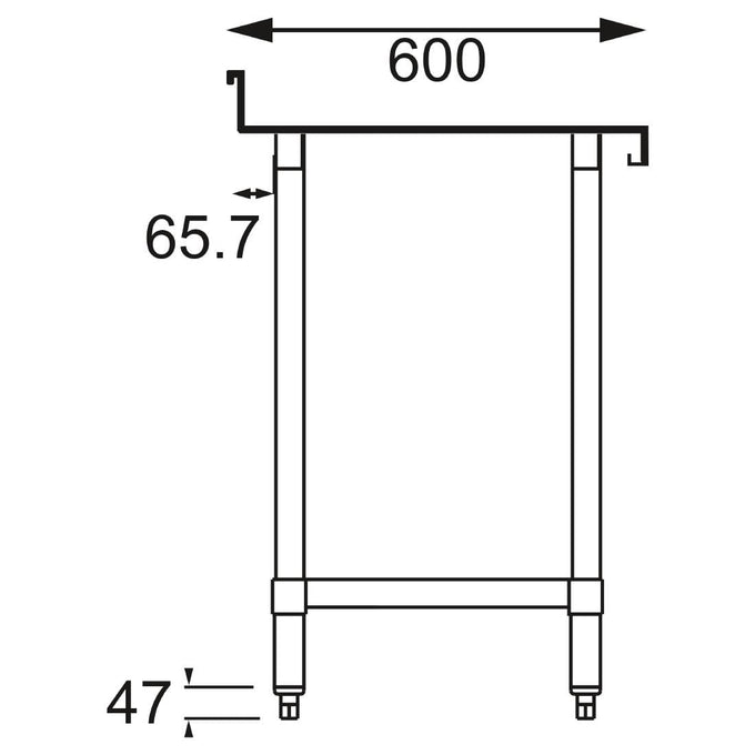 Table de préparation avec rebord en acier inoxydable 1800 × 600 mm - Vogue