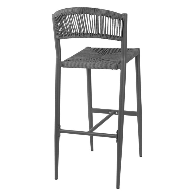Tabourets de bar d'extérieur en rotin PE tressé Eden anthracite (lot de 2) - Bolero