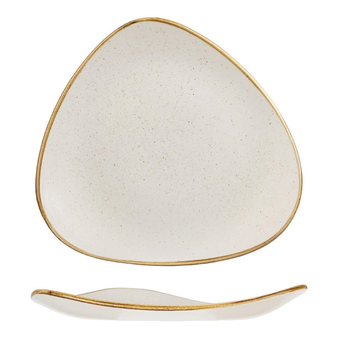 Assiettes triangulaires Stonecast Barley White Lotus 265 mm (lot de 12) - Churchill