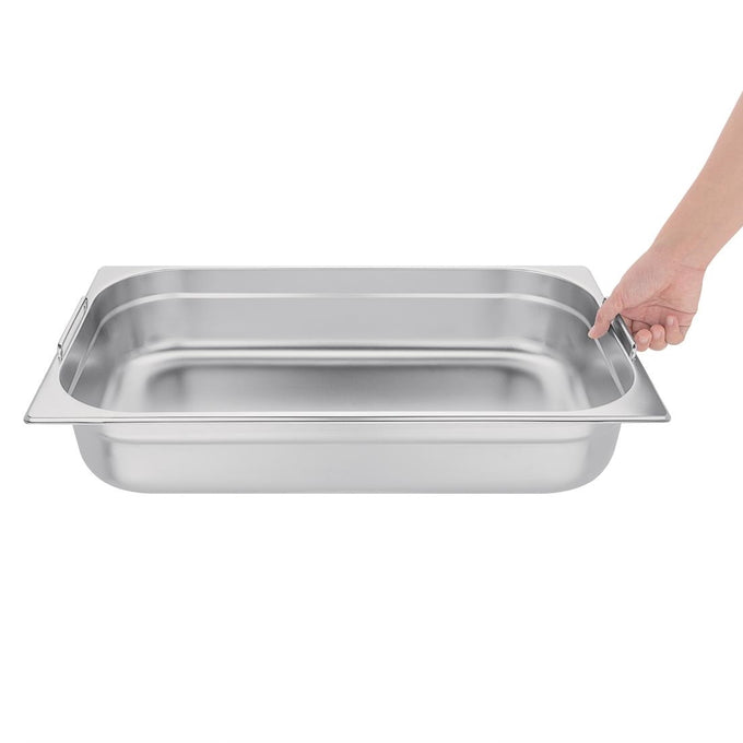 Bac GN 1/1 en inox avec poignées 100 mm - 13,5 L - Vogue