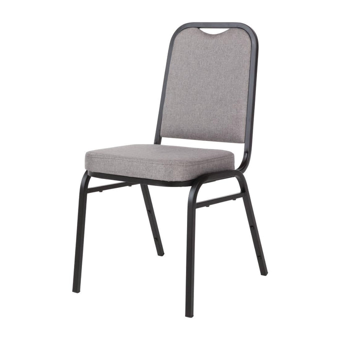 Chaise de banquet avec dossier carré et tissu gris lot de 4 - Bolero