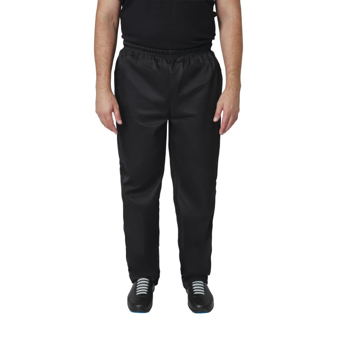 Pantalons de cuisinier mixtes en polycoton Vegas noirs L (lot de 5) - Whites Chefs Clothing