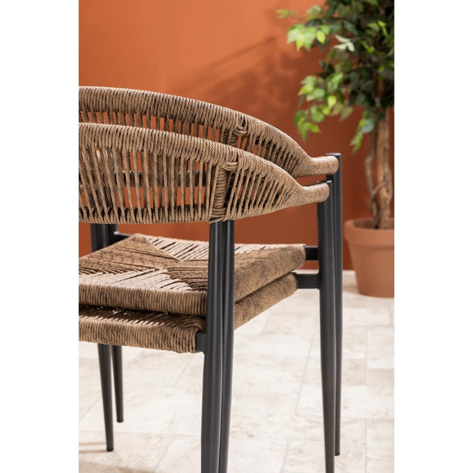 Fauteuils d'extérieur en rotin PE tressé Eden naturels (lot de 4) - Bolero