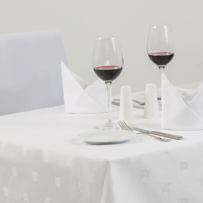 Serviettes blanches en coton motif feuille de lierre Luxor 450 × 450 mm (lot de 10) - Mitre Luxury