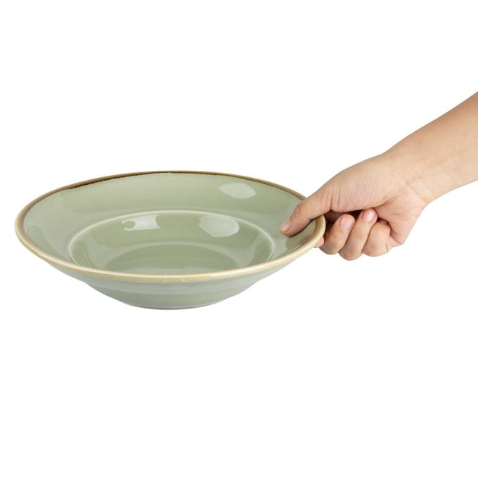 Assiettes à pâtes Kiln couleur Mousse 250 mm (lot de 4) - Olympia