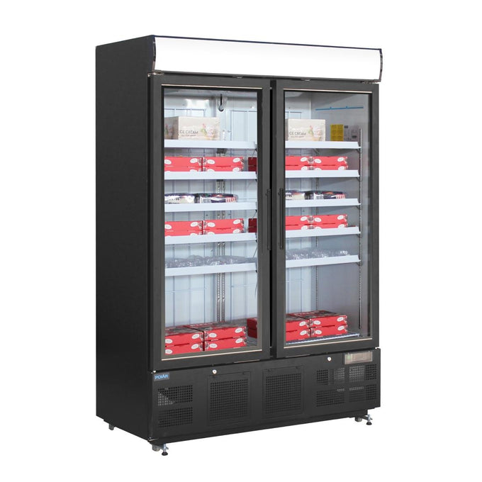 Vitrine réfrigérée négative avec caisson lumineux Série G 920 L noire - Polar