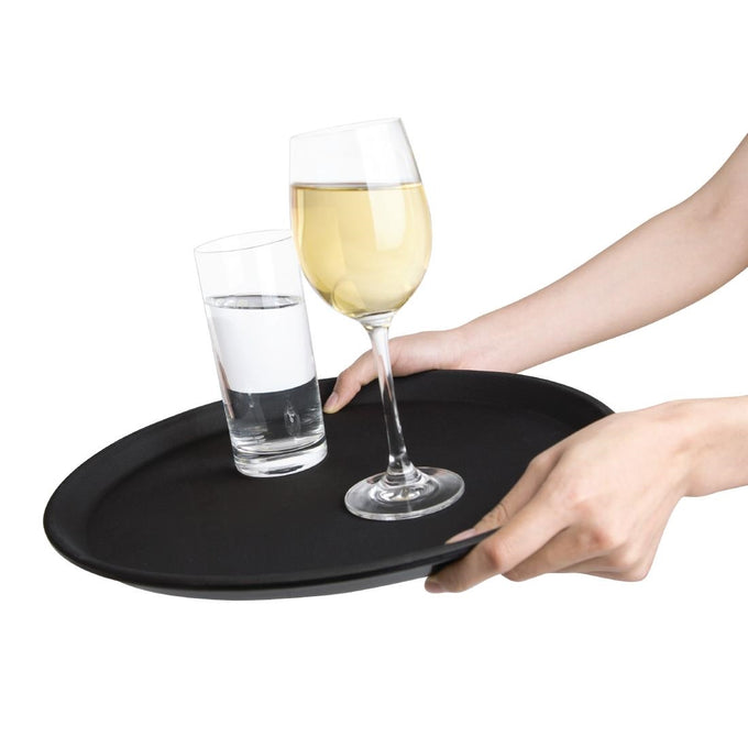 Plateau antidérapant en fibre de verre Kristallon rond noir 356 mm - Olympia