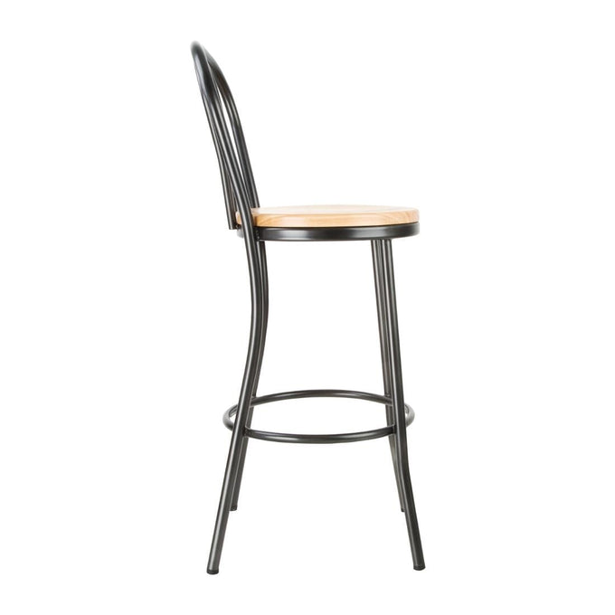Tabouret haut Clarisse gris métal - L 430 x P 505 x H 1110 mm - Bolero