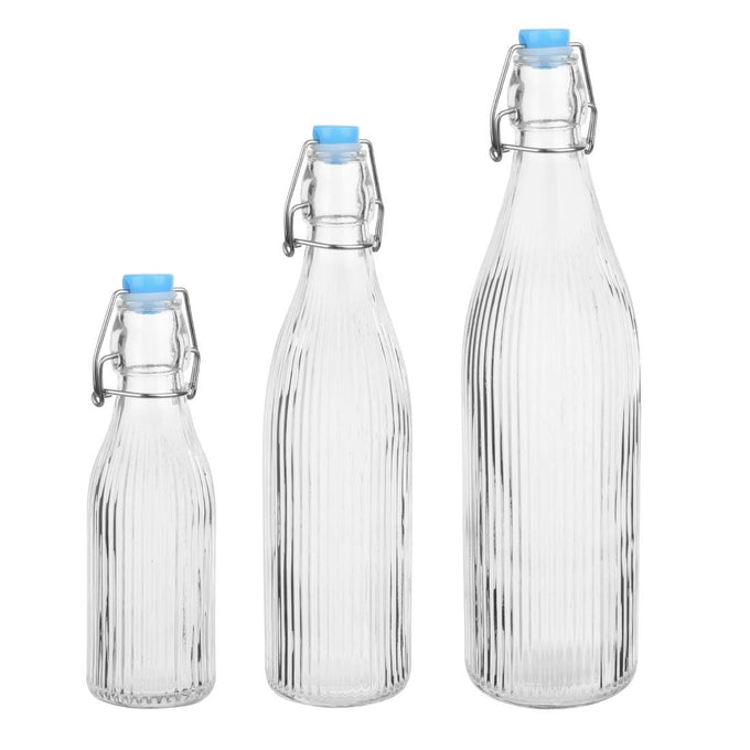 Bouteilles d'eau rainurées à bouchon mécanique 1 L (lot de 6) - Olympia