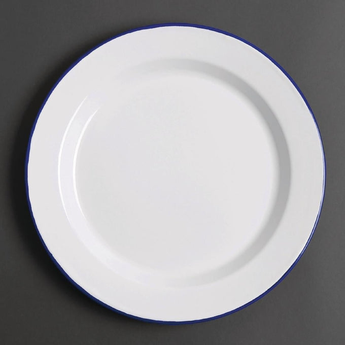 Assiettes plates en acier émaillé 300 mm (lot de 6) - Olympia