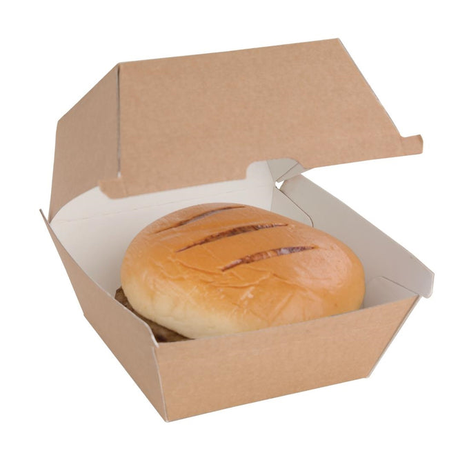 Grandes boîtes hamburger compostables kraft 112 mm (lot de 150) - Fiesta Compostable