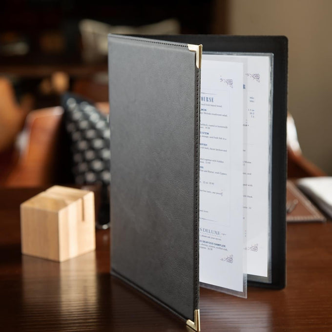 Protège-menus en simili cuir A5 noir - Olympia