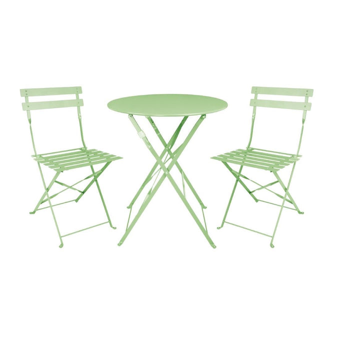 Table de terrasse carrée pliante en acier vert clair 595 mm - Bolero