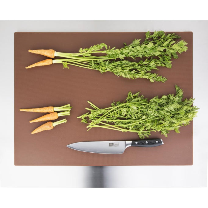 Grande planche à découper basse densité marron - L 600 x P 450 x H 10 mm - Hygiplas