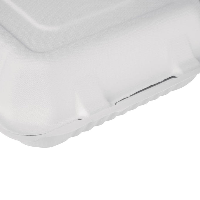 Boîtes avec couvercle à charnière Recyclables en bagasse Recyclable 236 mm (lot de 200) - Fiesta Compostable