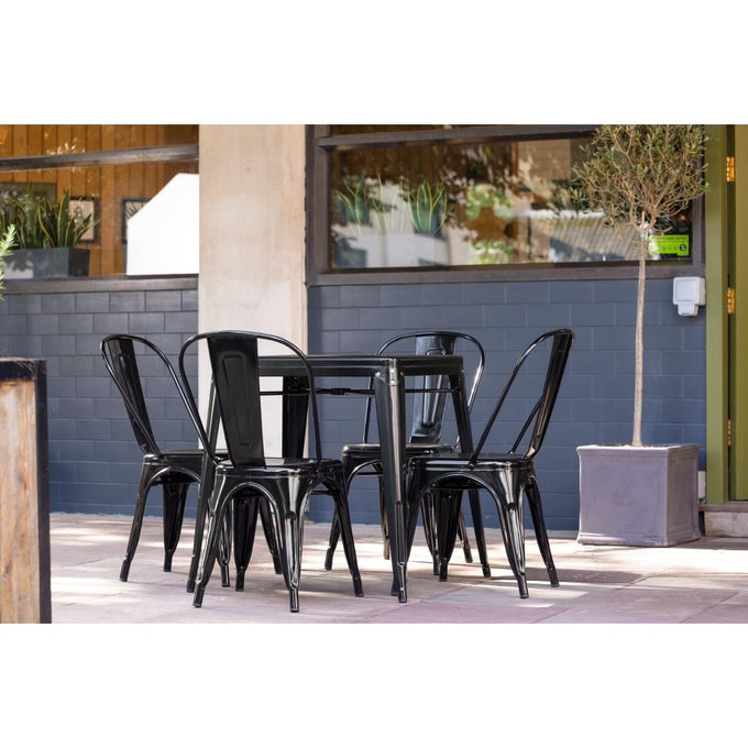 Table carrée en acier noir Bistro 668 mm - Bolero