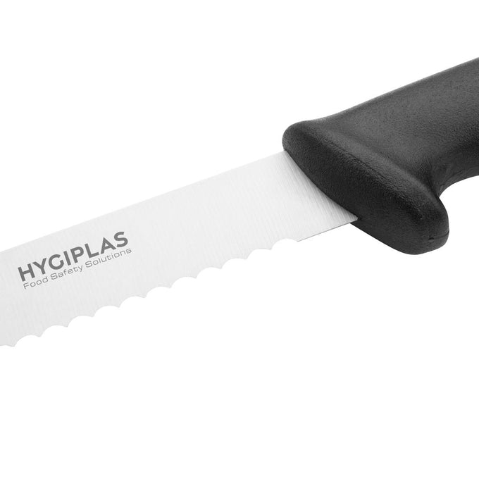 Couteau à trancher denté noir 248 mm - Hygiplas