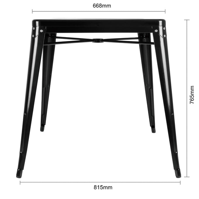 Table carrée en acier noir Bistro 668 mm - Bolero