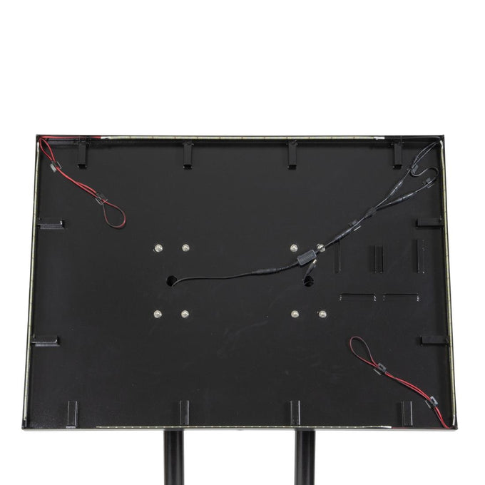 Porte-menu à LED blanches en acier noir 8xA4 avec poteau et socle - Securit