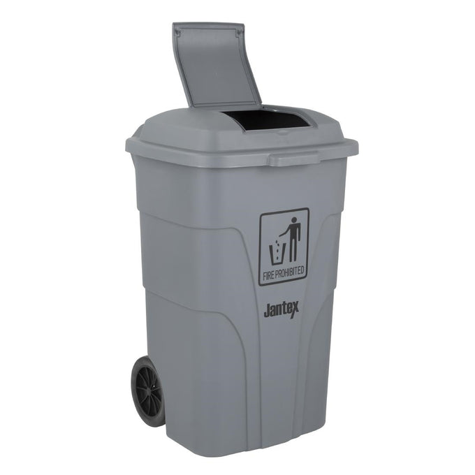 Poubelle à roulettes avec pédale 120 L grise - Jantex