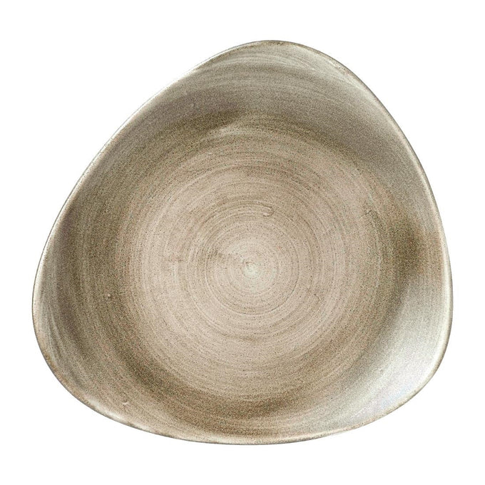 Assiettes triangulaires Stonecast Patina Lotus Antique Taupe 254 mm (lot de 12) - Churchill