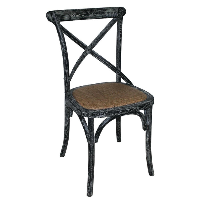 Chaises en bois patiné avec dossier croisé noires (lot de 2) - Bolero