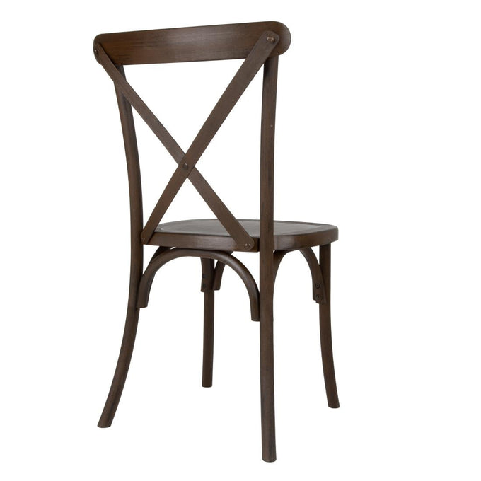Chaises en résine à dossier croisé Manhattan effet bois foncé (lot de 4) - Bolero