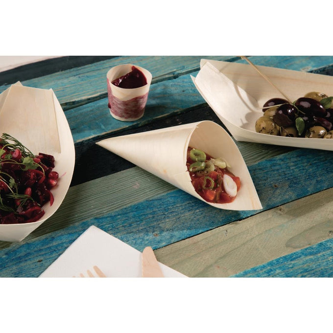 Cônes biodégradables en peuplier 75 × 170 mm (lot de 100) - Fiesta Compostable