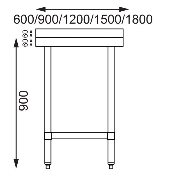 Table en acier inoxydable avec rebord 900 × 700 mm - Vogue