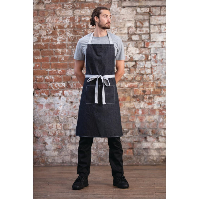 Tablier bavette denim noir - Southside