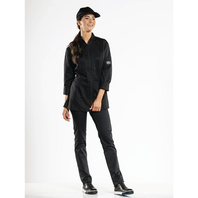 Veste de cuisine femme Monza noire - Chaud Devant