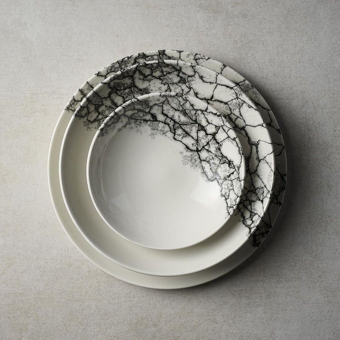 Assiettes rondes Kintsugi Accents Quartz Black Evolve 288 mm (lot de 12) - Churchill