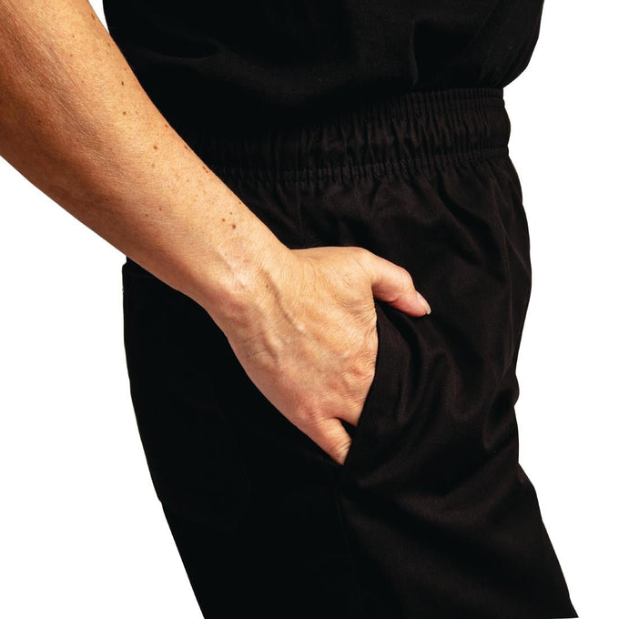 Pantalon de cuisine mixte traité au Teflon Easyfit noir - Whites Chefs Clothing