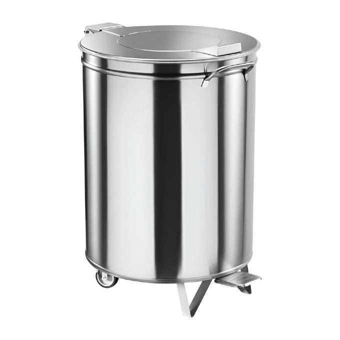 Poubelle à pédale et roulettes en acier inoxydable 50 L - Gastro M