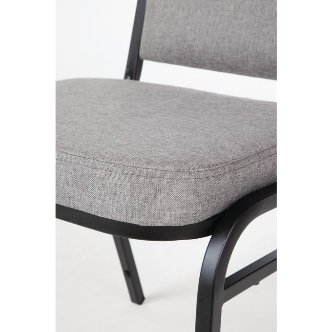 Chaise de banquet avec dossier carré et tissu gris lot de 4 - Bolero