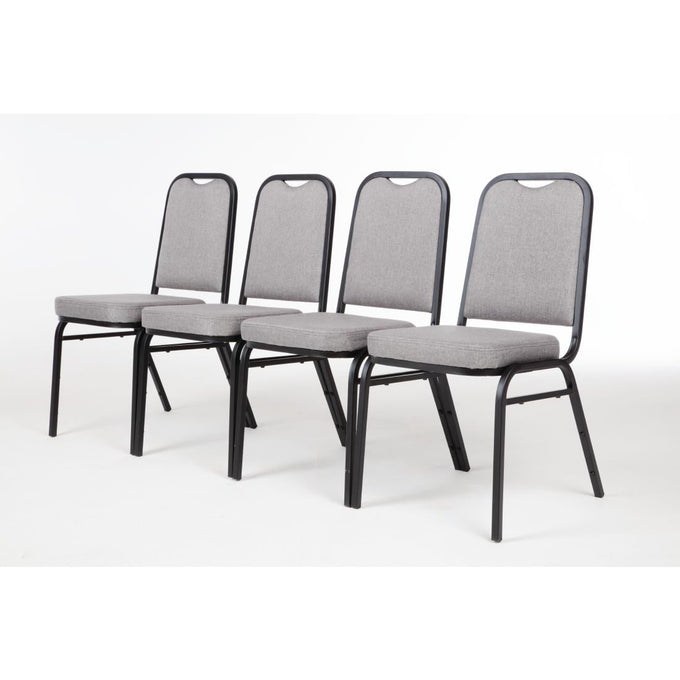 Chaise de banquet avec dossier carré et tissu gris lot de 4 - Bolero