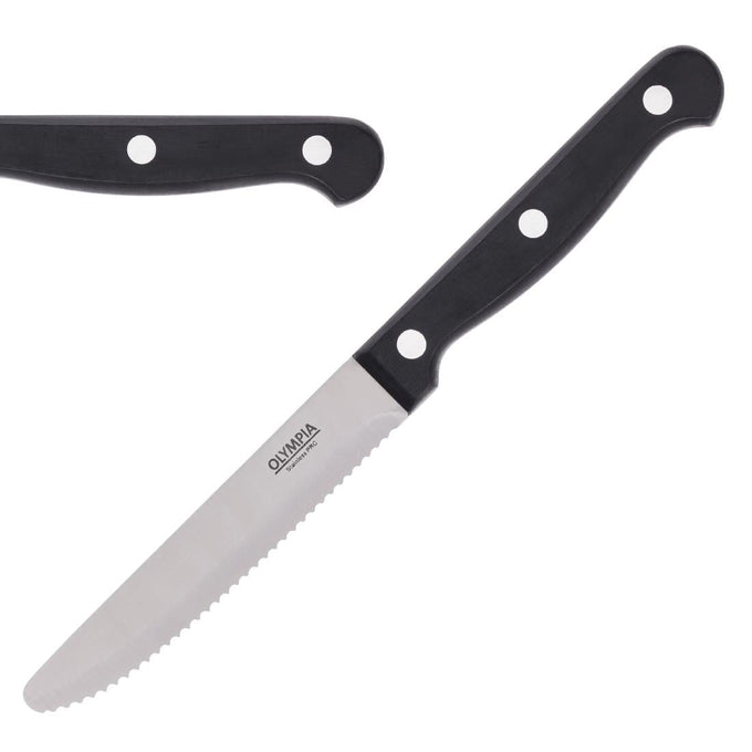 Couteaux à steak arrondis noirs (lot de 12) - Olympia