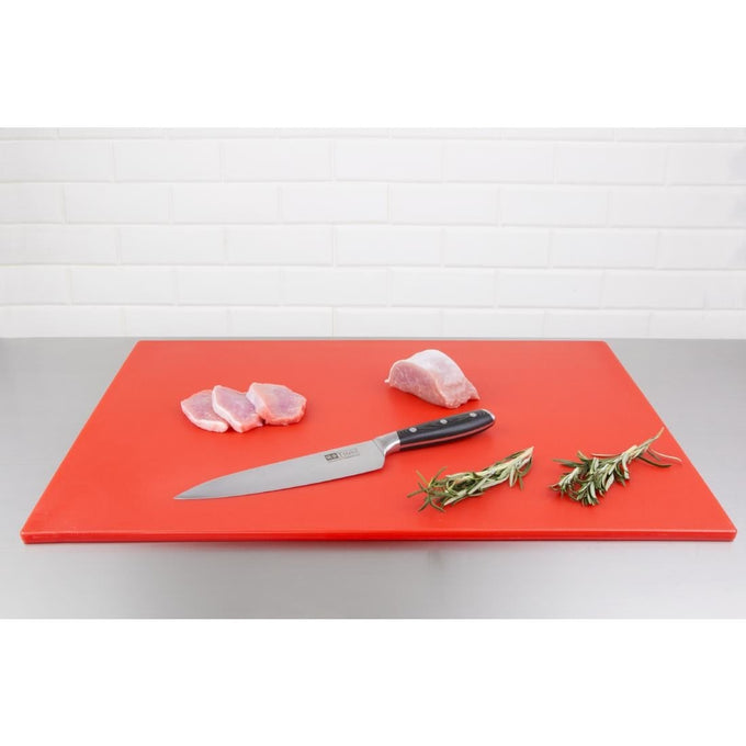 Grande planche à découper basse densité rouge - L 600 x P 450 x H 10 mm - Hygiplas
