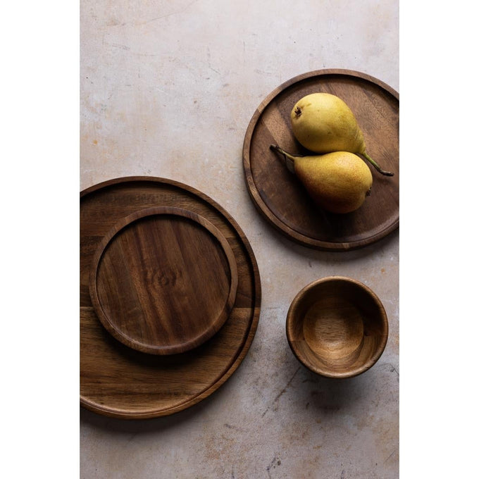 Assiette ronde en acacia 250 mm - Olympia