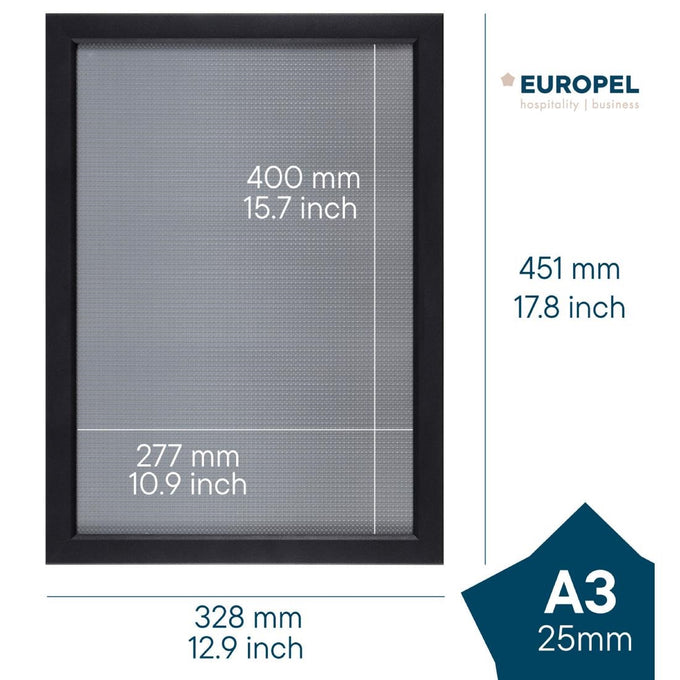 Cadre clipsable Europel A3 25 mm noir mat - DTM Primera