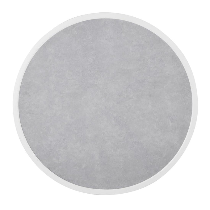 Plateau de table extérieur rond en verre trempé effet pierre gris clair bord blanc 580 mm - Bolero