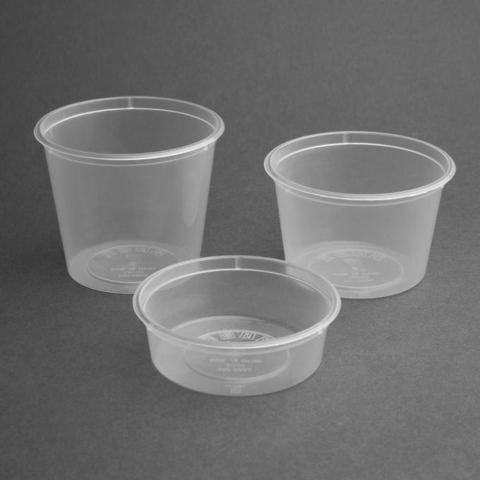 Pots à sauce micro-ondables en plastique 50 ml (lot de 100) - Fiesta Recyclable