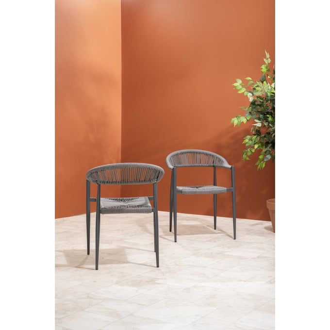 Fauteuils d'extérieur en rotin PE tressé Eden anthracite (lot de 4) - Bolero