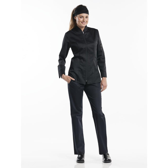 Veste de cuisine femme Monza noire - Chaud Devant