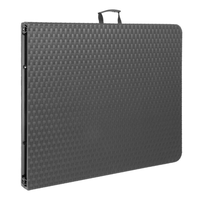 Table pliante rectangulaire en rotin PE noire - Bolero