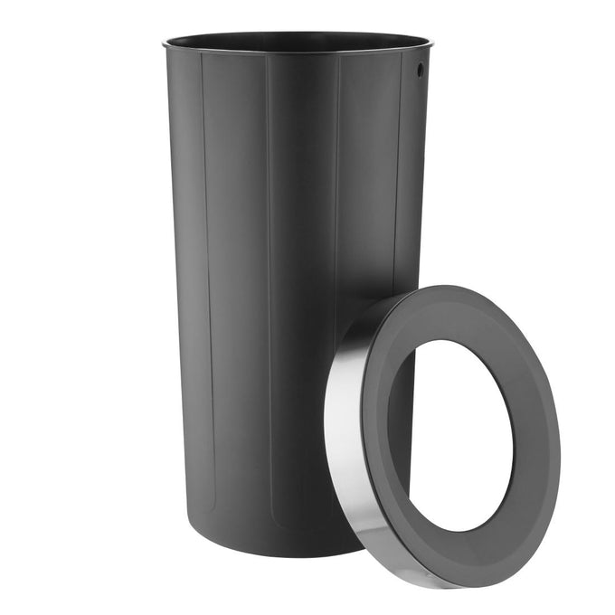 Poubelle ronde noire en polypropylène avec couvercle ouvert 60 L - Bolero